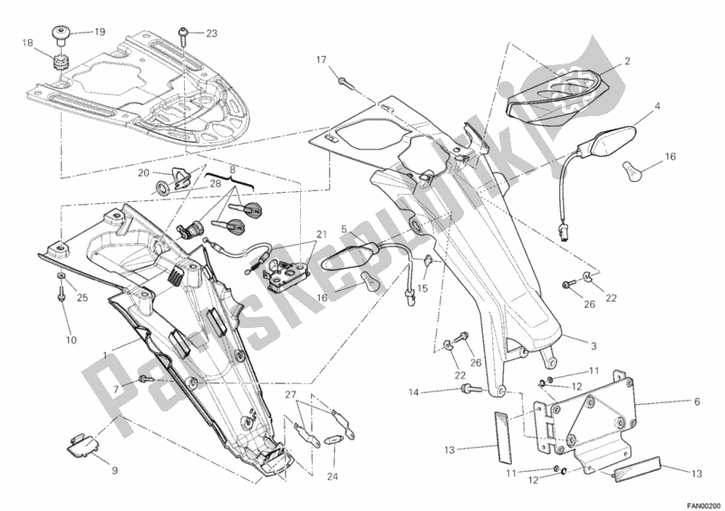 All parts for the Taillight of the Ducati Monster 696 ABS USA 2012